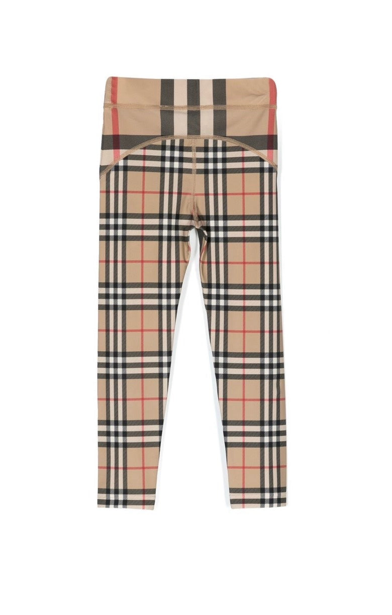 Luxury Burberry Kids Isabella Check Pattern Archive Beige Leggings 10Y