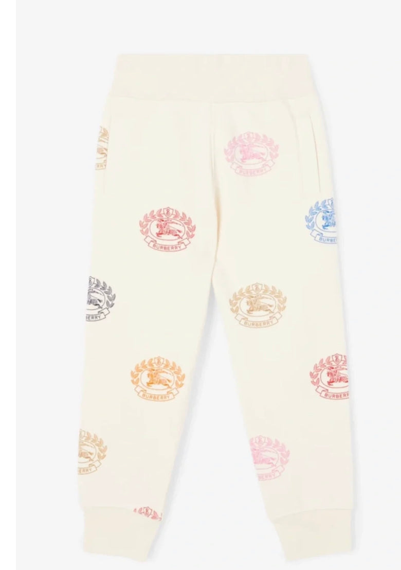Luxury Burberry KG4 Kids Sidney Joggers Pale Cream