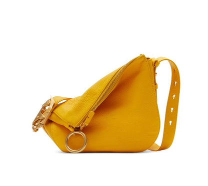 Luxury Burberry LLSM Knight Bag in Yellow Leather Crossbody