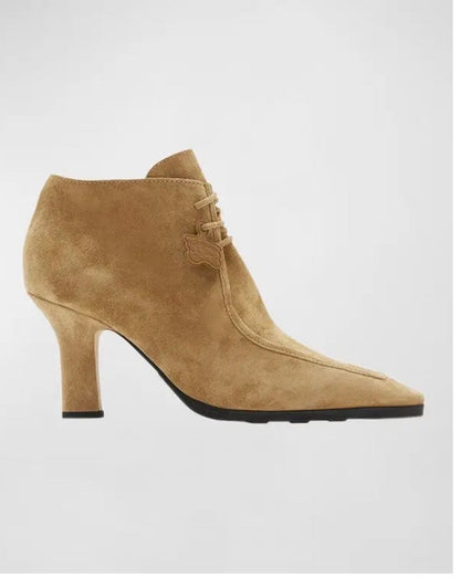 Luxury Burberry LF Sovereign Bootie Leather Jute Beige Boots
