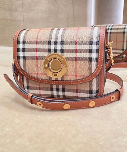 Luxury Burberry elizabeth messenger bag beige check
