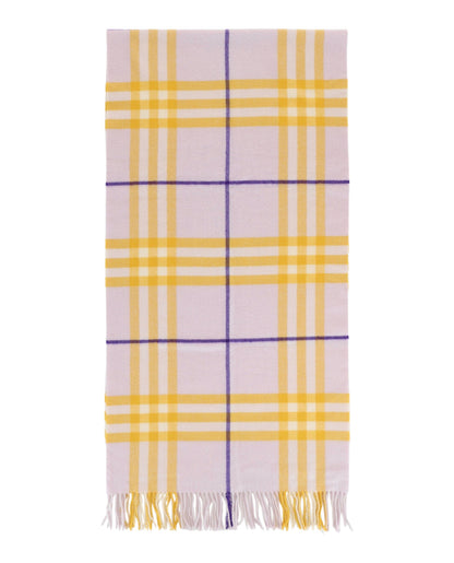 Luxury Burberry Check-Pattern Fringed Cashmere Scarf Womens 8079555