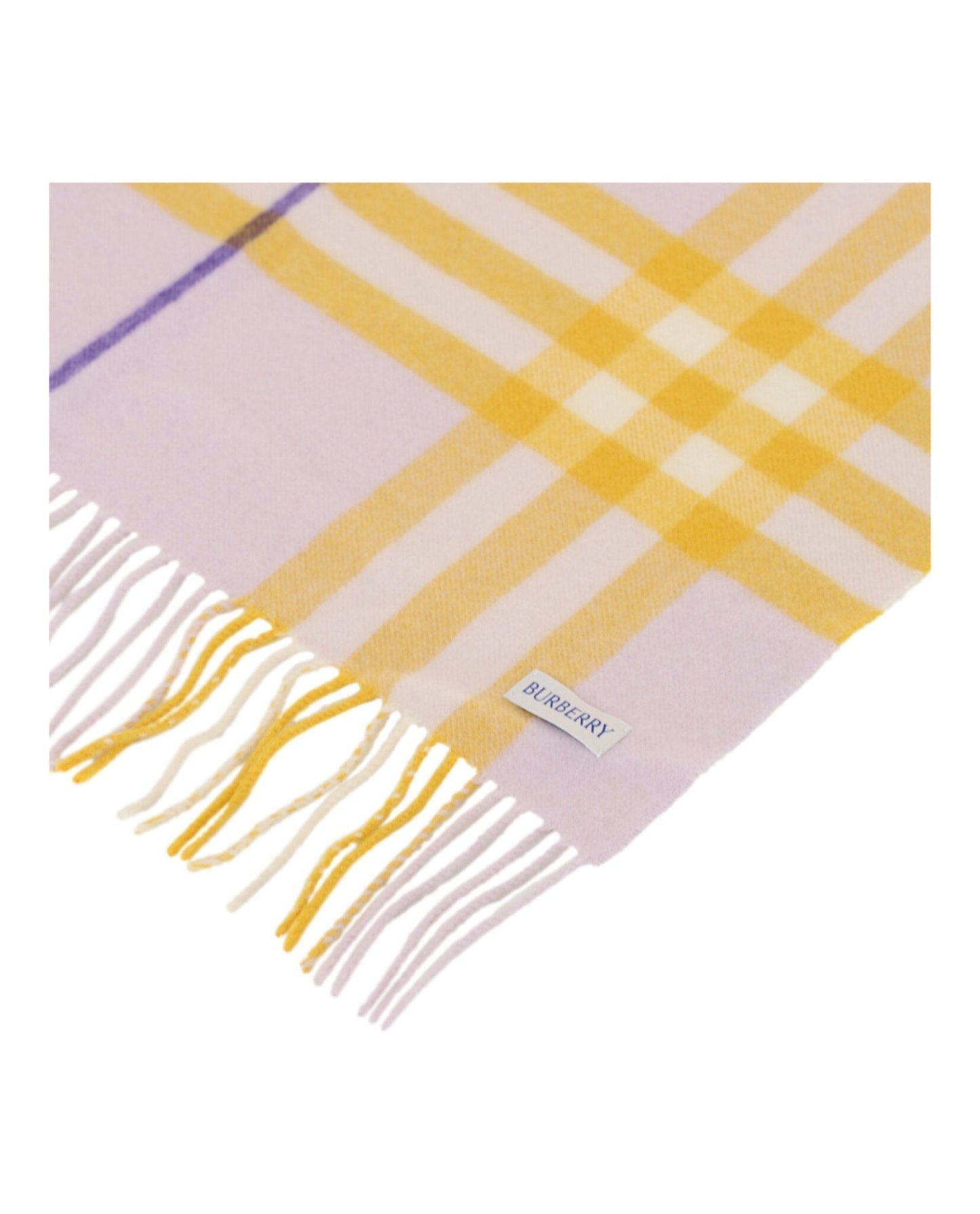 Luxury Burberry Check-Pattern Fringed Cashmere Scarf Womens 8079555