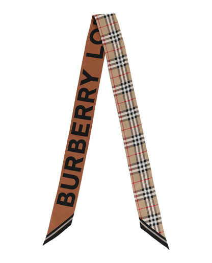 Luxury Burberry House Check Patterned Silk Scarf Womens 8028950