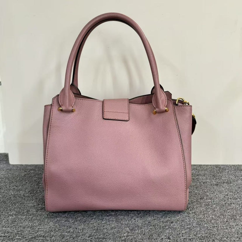 Luxury Burberry Belted Buckle Tote Pink Bag