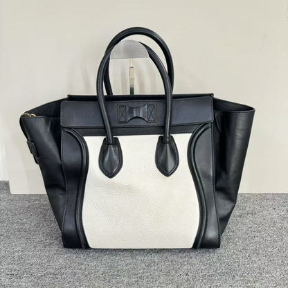 Luxury CELINE Luggage Bag Black White Tote