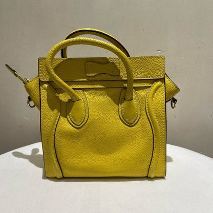 Luxury CELINE Nano Bag Yellow Leather Handbag