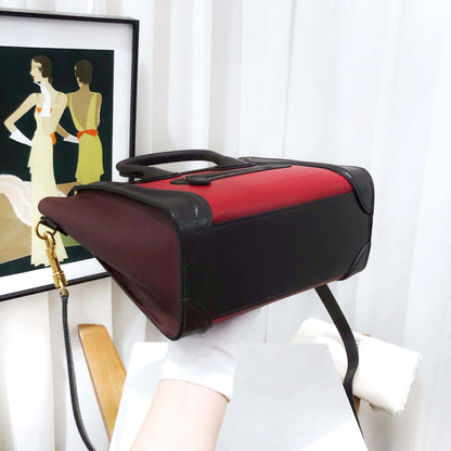 Luxury CELINE Nano Two-Way Bag Red and Black