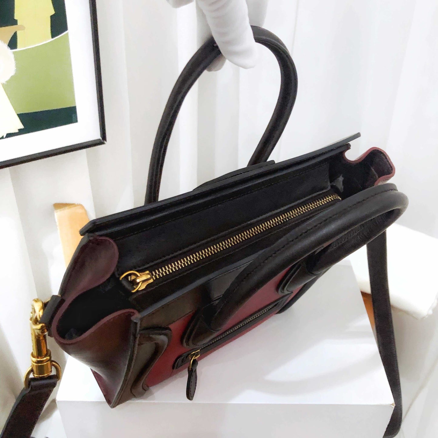 Luxury CELINE Nano Two-Way Bag Red and Black