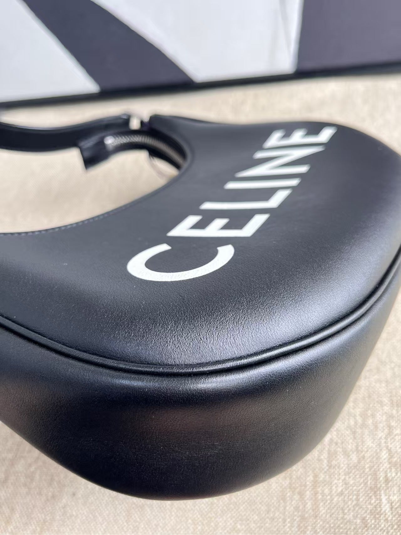Luxury CELINE Black Leather Vintage Underarm Shoulder Bag