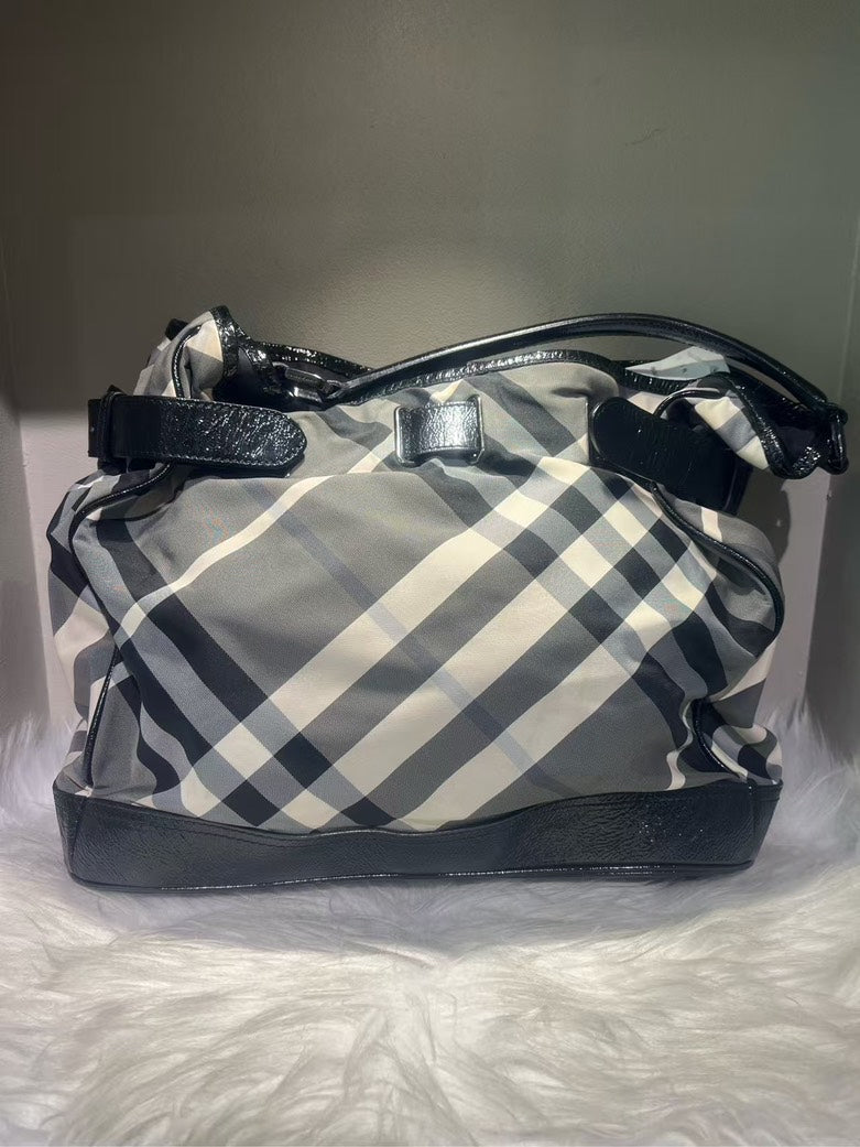 Luxury Burberry Check Plaid Black Shoulder Bag