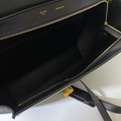 Luxury CELINE Two Ways Bag in Blue and Black Python Leather -  Satchel