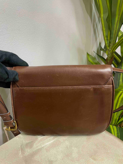 Luxury CELINE Vintage Shoulder Bag Brown Leather
