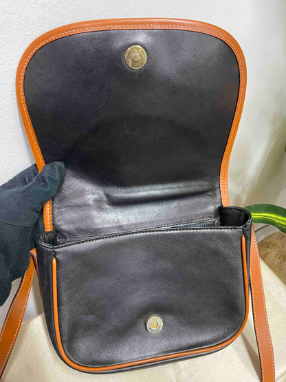 Luxury CELINE Classic Black and Tan Leather Crossbody Bag