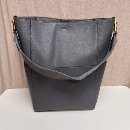 Luxury CELINE Bucket Bag Gray Leather Shoulder Bag