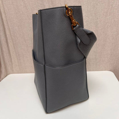 Luxury CELINE Bucket Bag Gray Leather Shoulder Bag