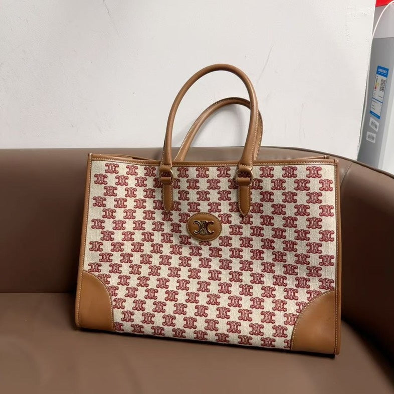 Luxury CELINE  Macadam Canvas Beige Tote Bag