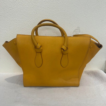 Luxury CELINE Mini Luggage Tote Yellow Leather Top Handle Bag