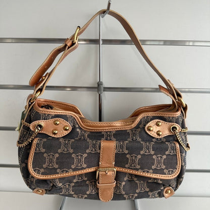 Luxury CELINE Canvas Macadam Black Shoulder Bag 6647