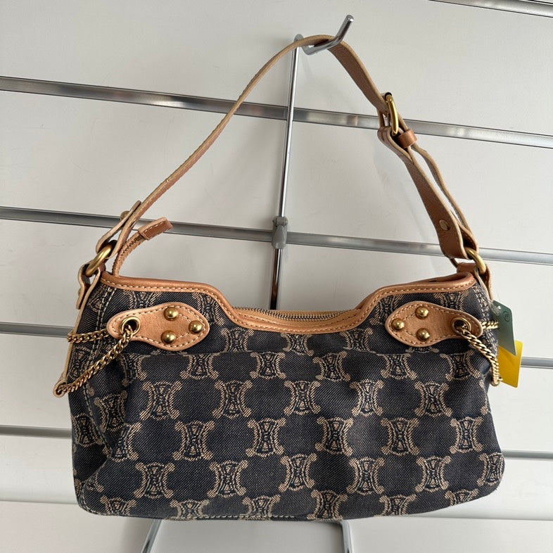 Luxury CELINE Canvas Macadam Black Shoulder Bag 6647