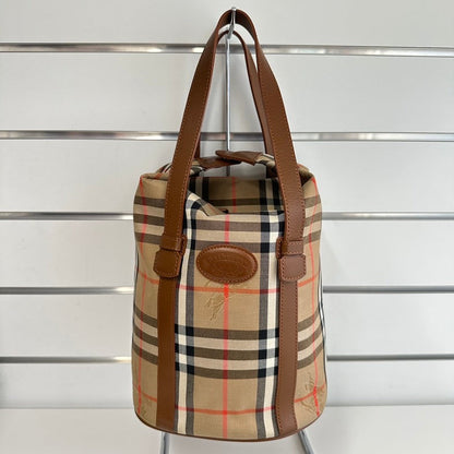 Luxury Burberry Plaid Beige Tote Handbag