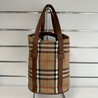 Luxury Burberry Plaid Beige Tote Handbag