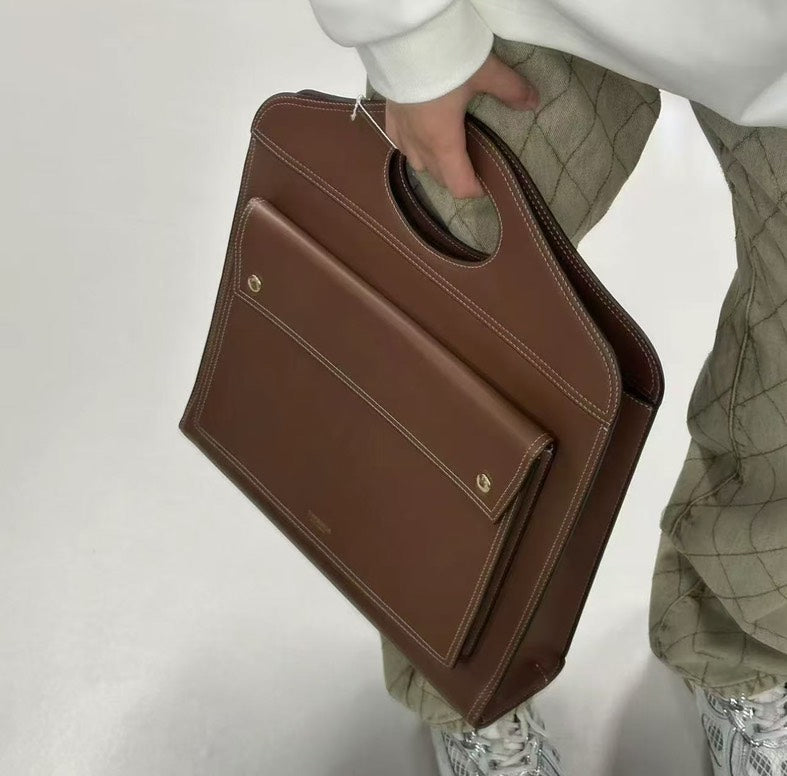 Luxury Burberry Tan Leather  Tote Bag with Strap 14 Inches