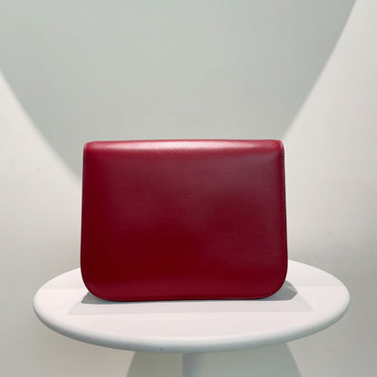 Luxury CELINE Box Bag in Burgundy Leather,  Shoulder Bag