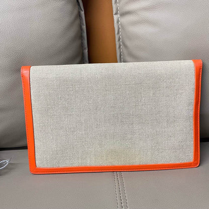 New  Luxury CELINE Clutch in Orange Canvas