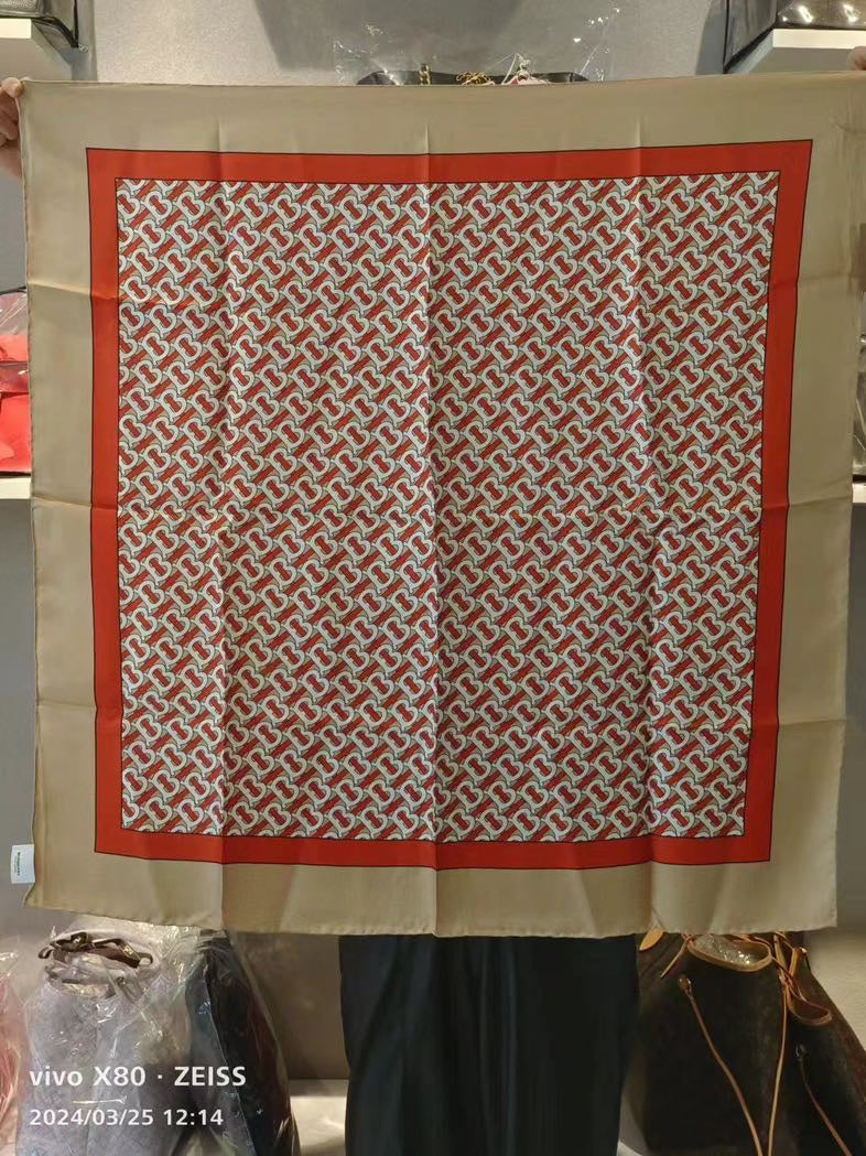 Luxury Burberry Monogram Red OS  Scarf