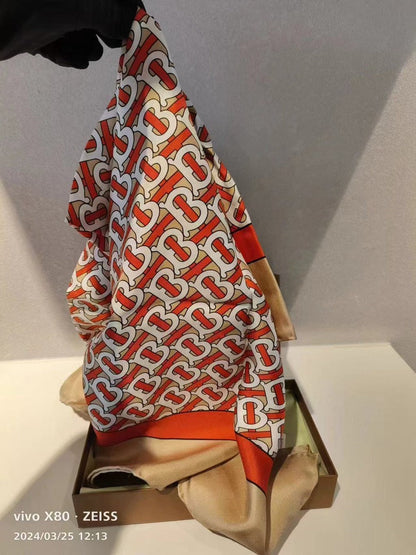 Luxury Burberry Monogram Red OS  Scarf