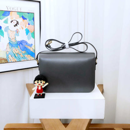 Luxury CELINE Triomphe Medium Shoulder Bag in Gray Leather