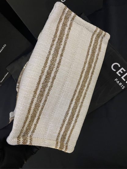 Luxury CELINE Canvas Tote Bag Brand New with Long Strap - Beige