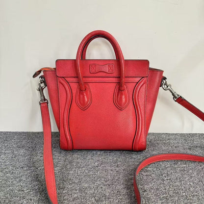 Luxury CELINE Luggage Nano Bag SJZ2-18 Red Leather Satchel