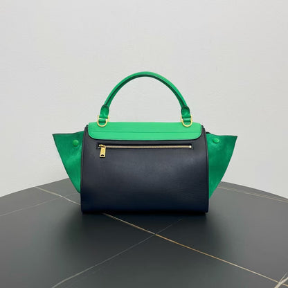 Luxury CELINE  Two-Way Bag in Green and Black Suede and Leather - Shoulder Bag