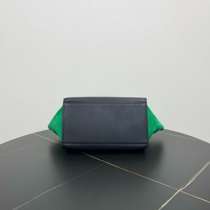 Luxury CELINE  Two-Way Bag in Green and Black Suede and Leather - Shoulder Bag
