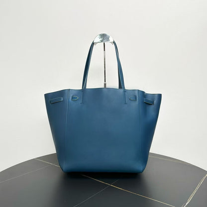 Luxury CELINE Medium Cabas Phantom Tote Bag in Blue Leather Tote