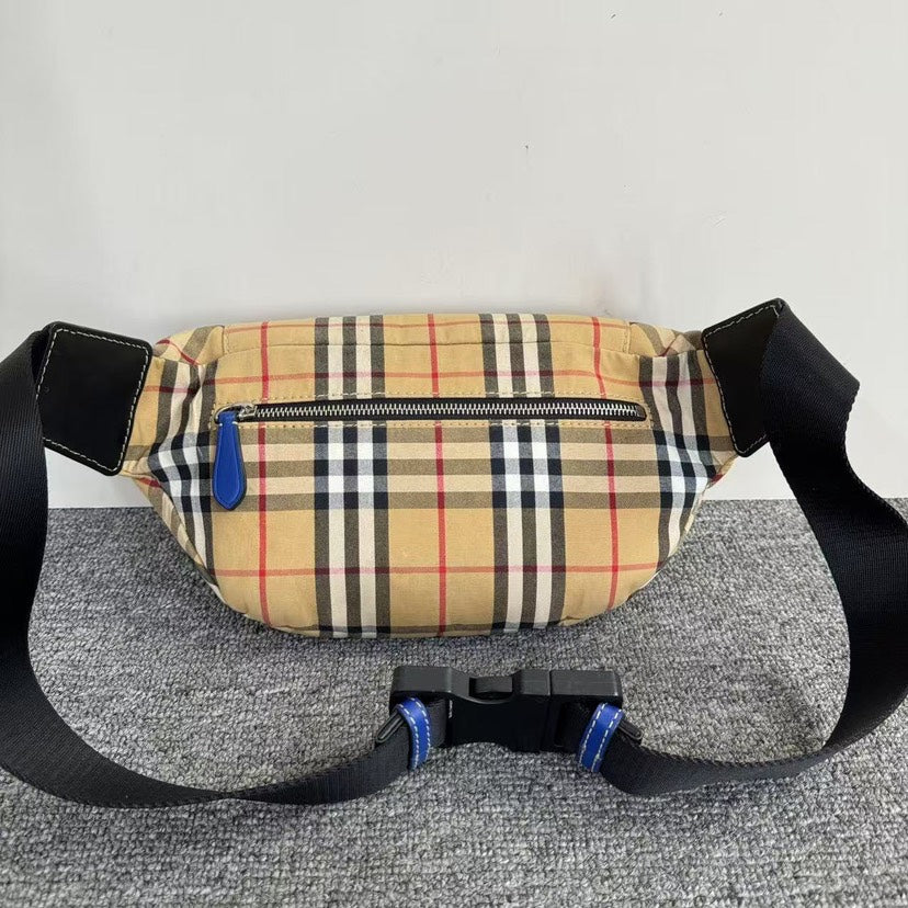 Luxury Burberry Vintage Check Beige Belt Bum Bag