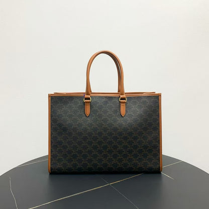Luxury CELINE Macadam Canvas Brown Tote Bag - Vintage Designer Handbag