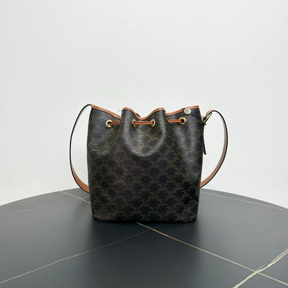 Luxury CELINE Macadam Bucket Bag Brown Canvas Bucket Bags