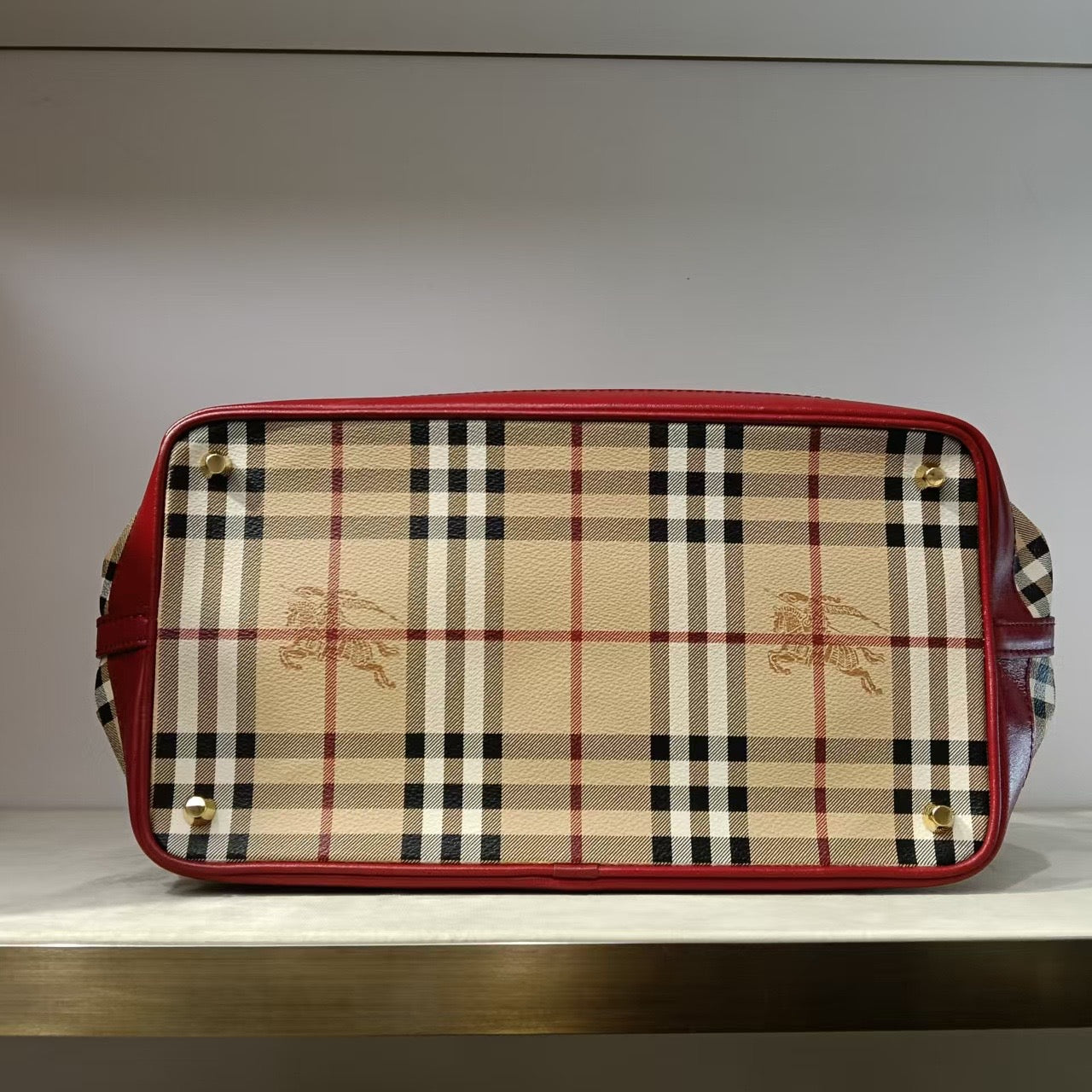 Luxury Burberry Vintage Two-Way Plaid Shoulder Bag in Beige