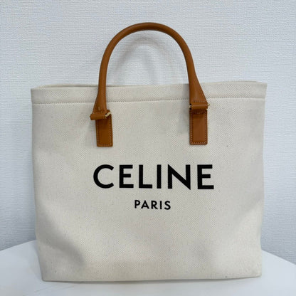 Luxury CELINE Canvas Leather Tote Bag FM0160 in Beige