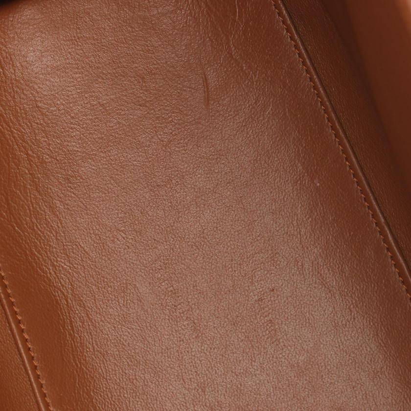 Luxury CELINE Luggage Micro Shopper Handbag Ivory Light Brown Leather Tote Bag