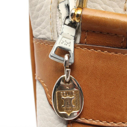 Luxury CELINE Shoulder Bag Leather Off White Brown 959214