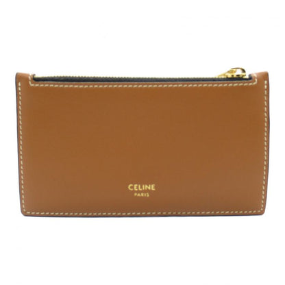 Luxury CELINE Triomphe Coin Card Holder Coin Purse Black Brown PVC Coated Canvas Leather