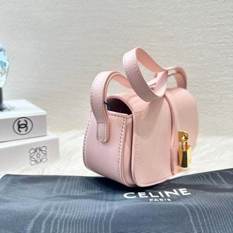 Luxury CELINE Ava Pink Leather Shoulder Bag