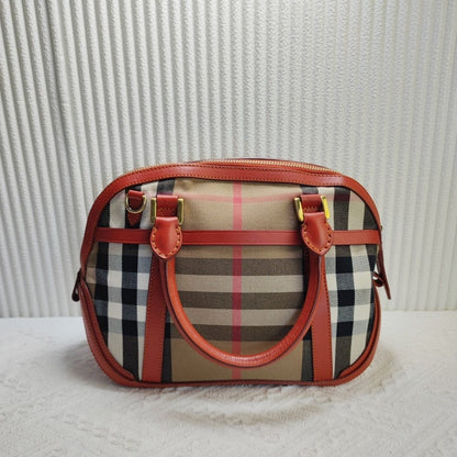 Luxury Burberry Haymarket Check Beige Satchel Bag