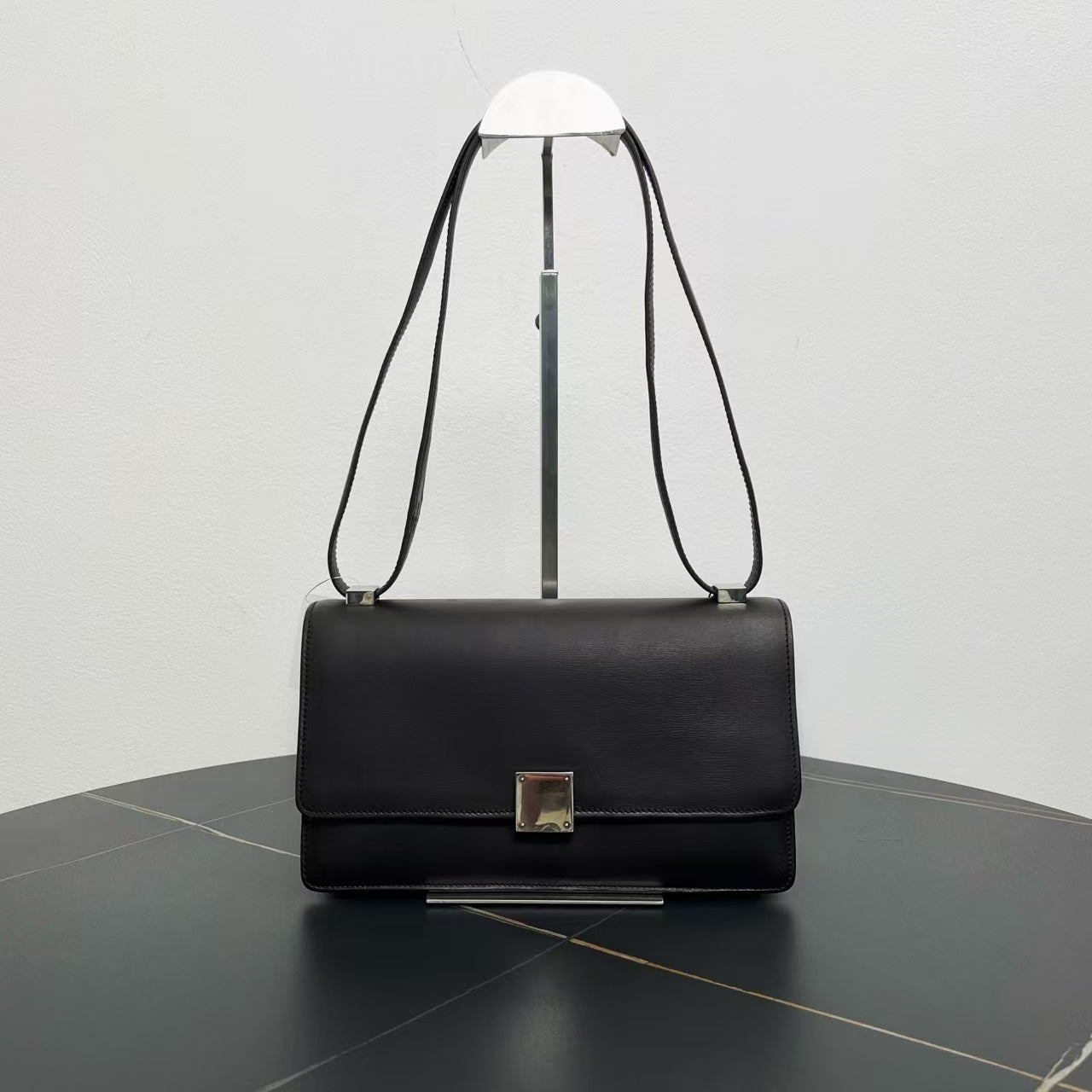 Luxury CELINE Vintage Black Leather Shoulder Bag