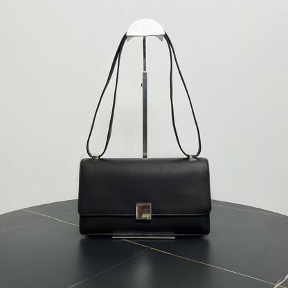 Luxury CELINE Vintage Black Leather Shoulder Bag