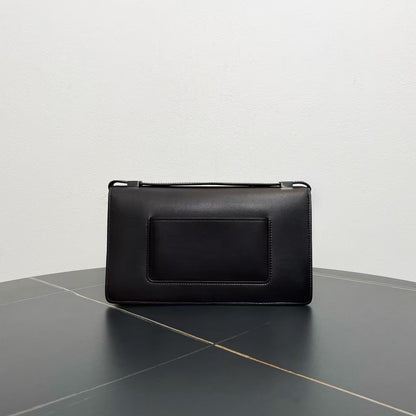 Luxury CELINE Vintage Black Leather Shoulder Bag